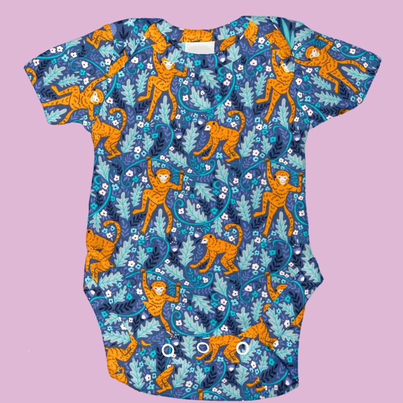 Gestricktes T-shirt Affe Blau - Ribes y Casals