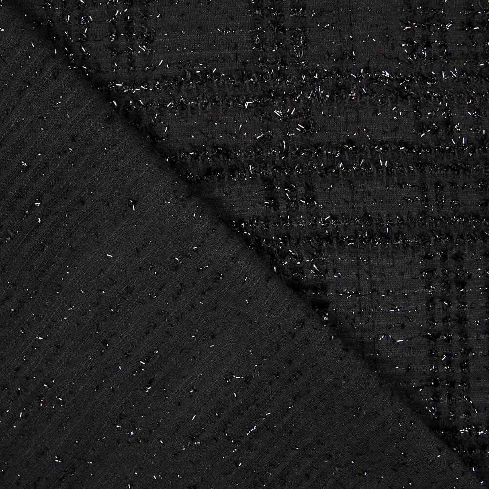 Gestrickte Wolle Quadrat Lurex Schwarz - Ribes y Casals