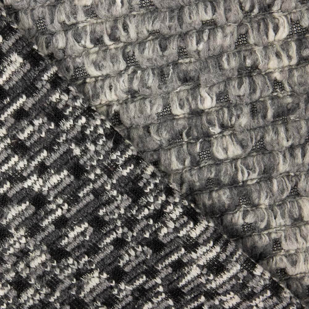 Gestrickter Trikot-Woll-Poncho Geo Grau - Ribes y Casals