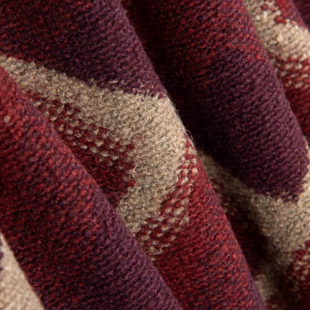 Gestrickter Trikot-Woll-Poncho Granat-Wellen - Ribes y Casals