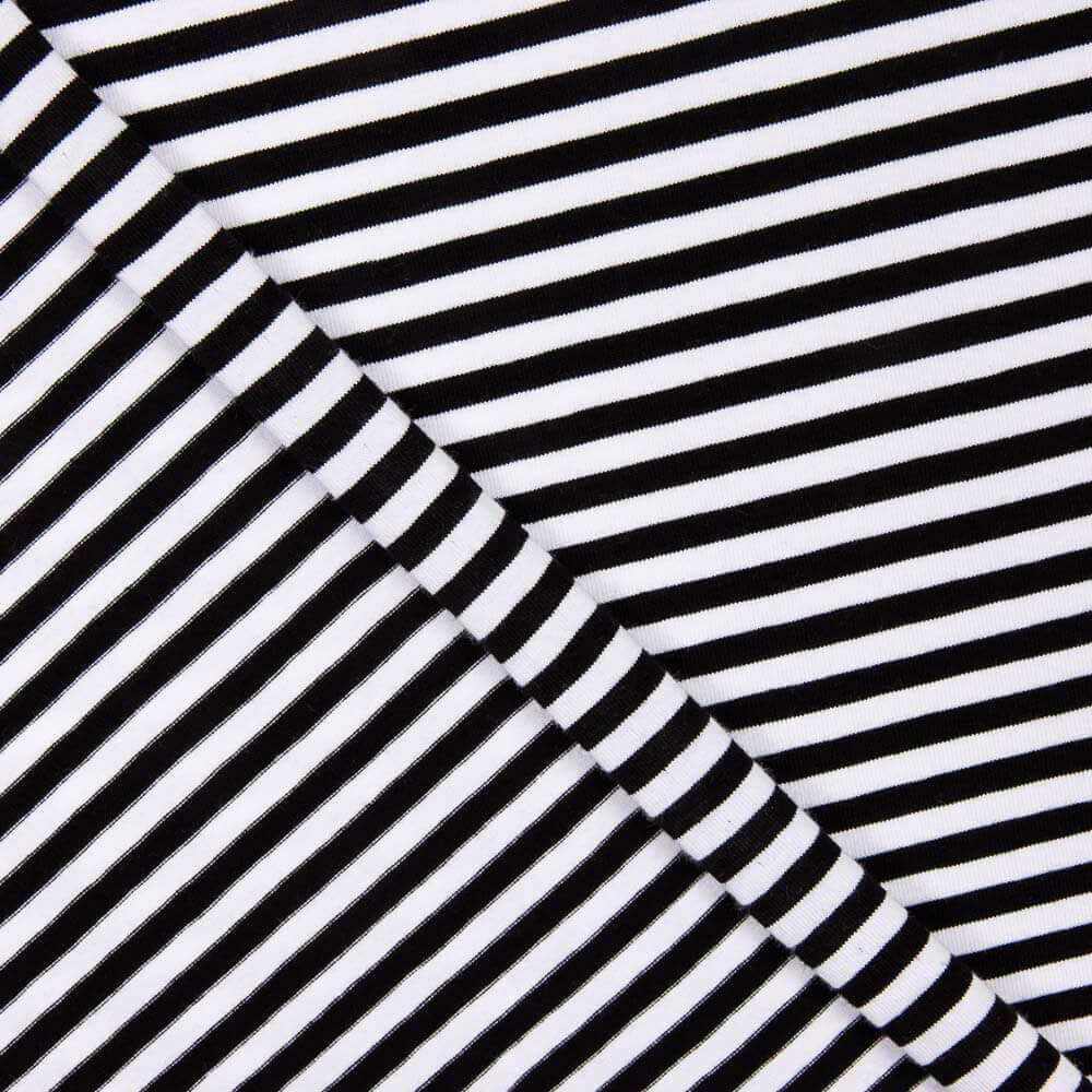 Reststück gestreifter Strickstoff Mini Schwarz – verschiedene Maße x Breite 150 cm. - Ribes y Casals