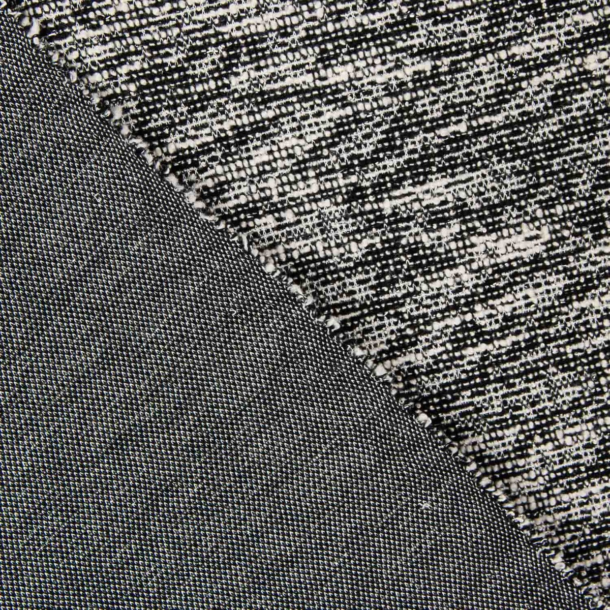 Schwarz-weißes Lurex-Gewebe mit Strickmuster - Ribes y Casals