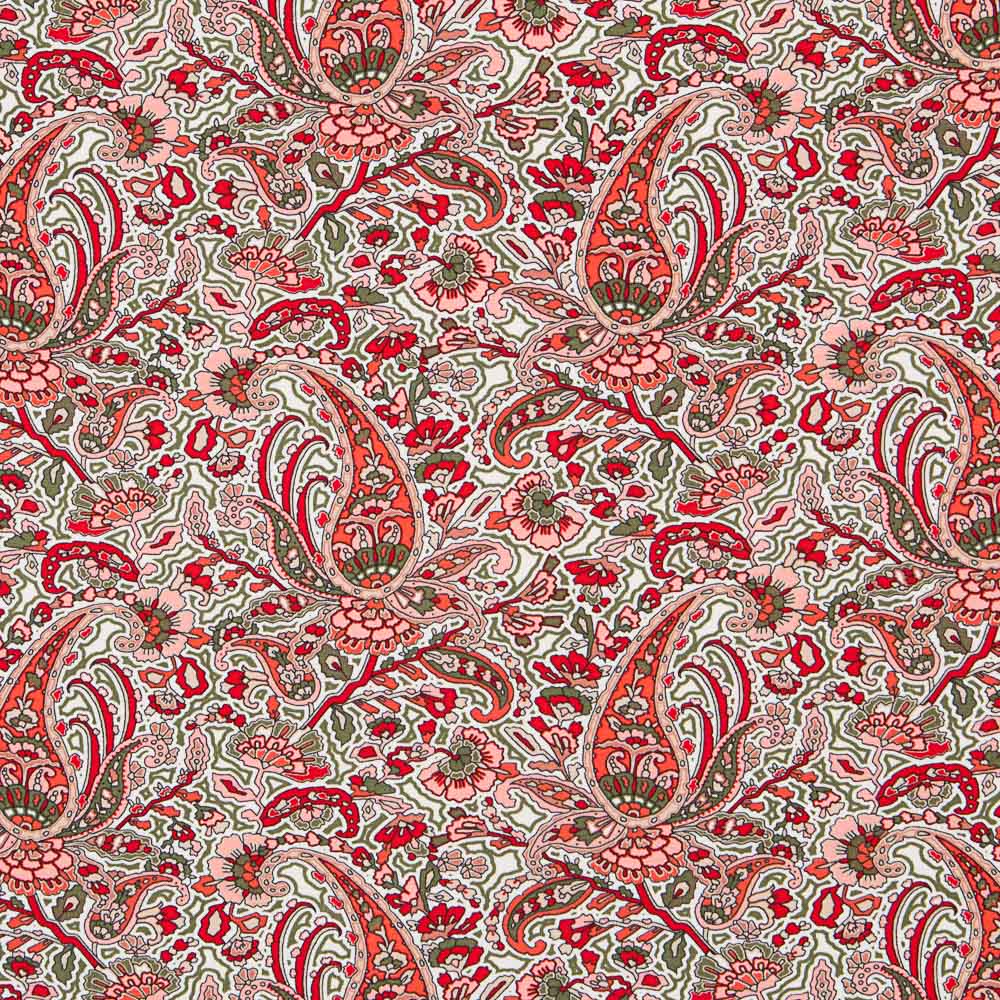 Viskosestrick Delhi Paisley Rot - Ribes y Casals