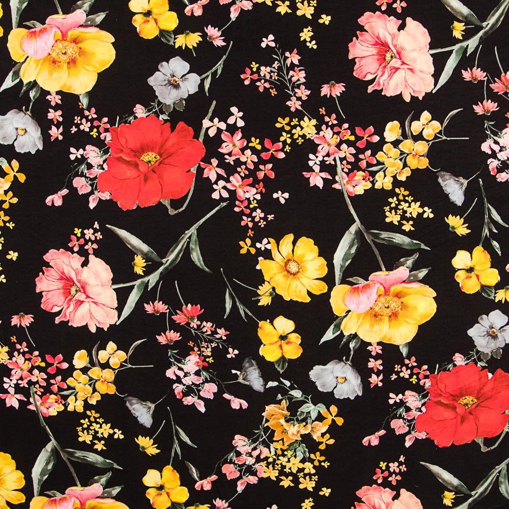 Viskose-Strick Maxi Blume Schwarz - Ribes y Casals