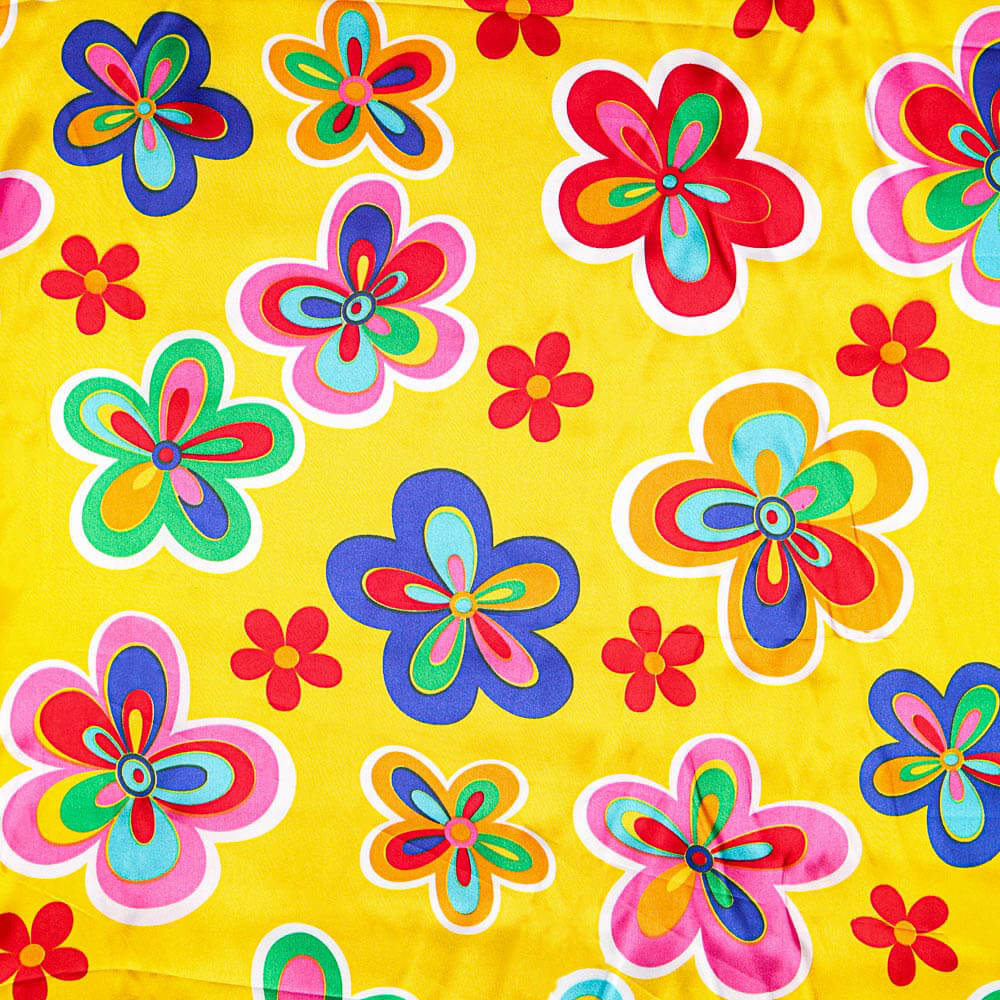 Karneval Satin Hippie Blume Gelb - Ribes y Casals