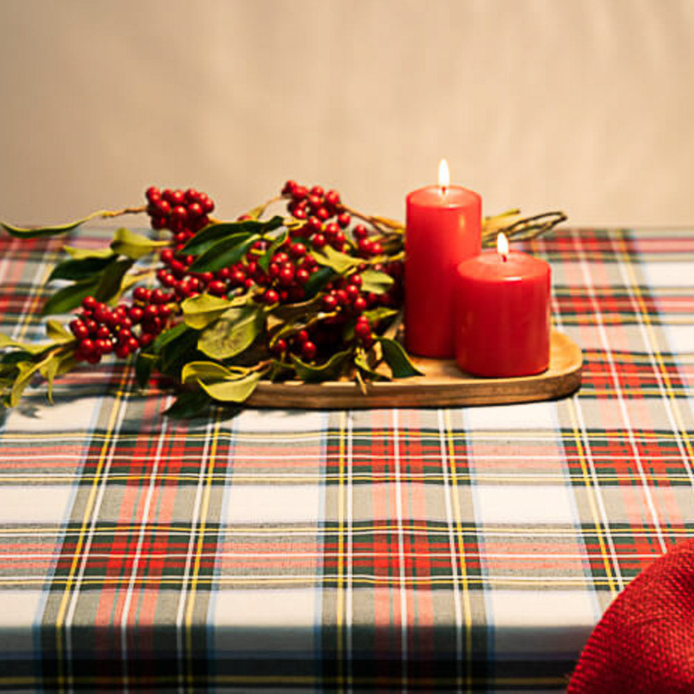 Tartan Weihnachten Tischtuch Weiß - Ribes y Casals