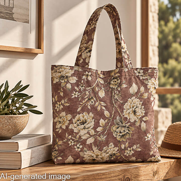Canvas im Leinenstoff-Look „Romantischer Garten“ in Malve und Taupe - Ribes y Casals