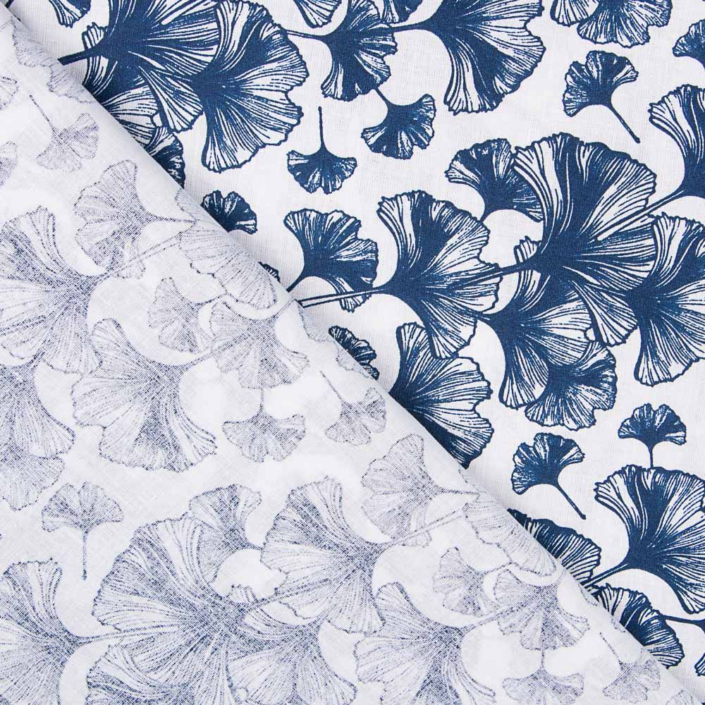Bedrucktes Bettlaken Ginkgo Biloba Blau - Ribes y Casals
