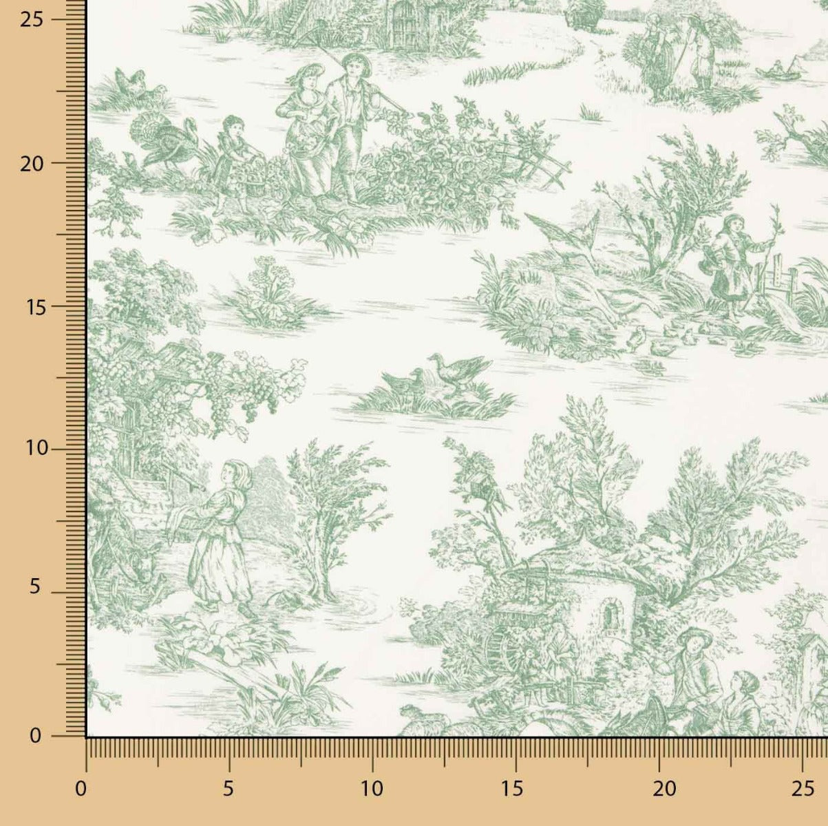 Toile de Jouy Blatt Grün - Ribes y Casals