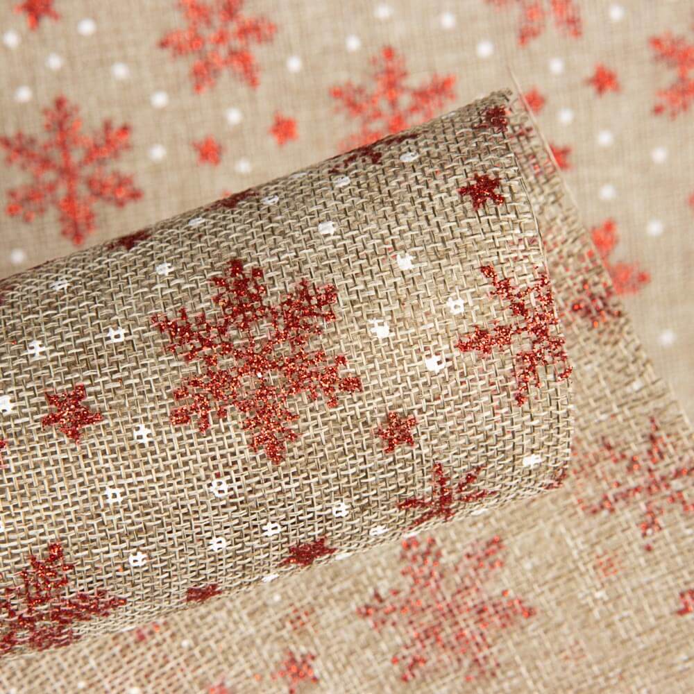 Jute Weihnachtsdruck Rote Sterne Rote Sterne - Ribes y Casals