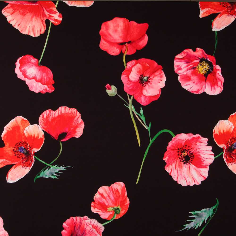 Twill Bielastic Schwarzer Mohn - Ribes y Casals