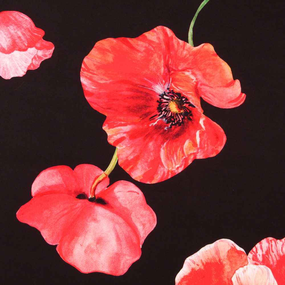 Twill Bielastic Schwarzer Mohn - Ribes y Casals