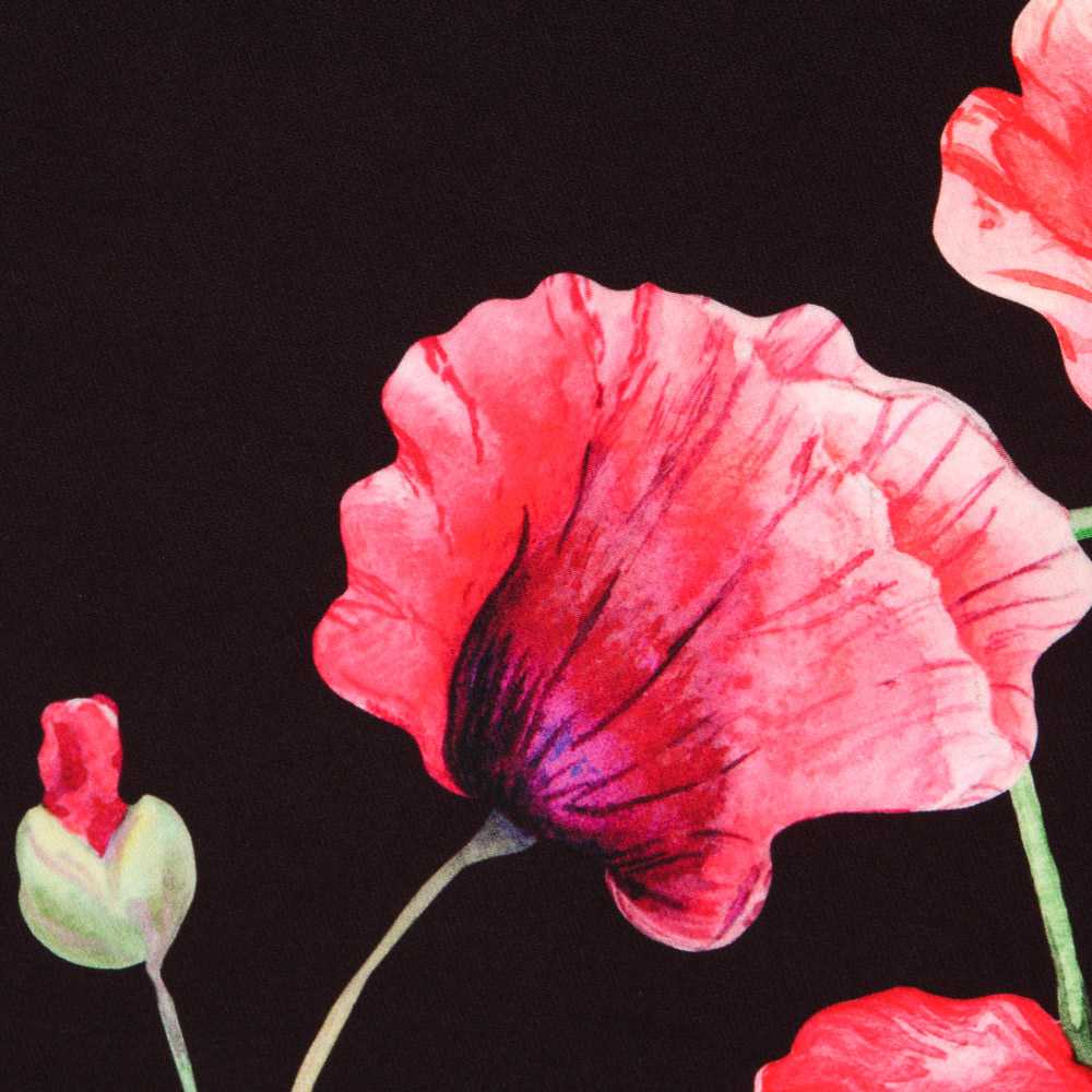 Twill Bielastic Schwarzer Mohn - Ribes y Casals