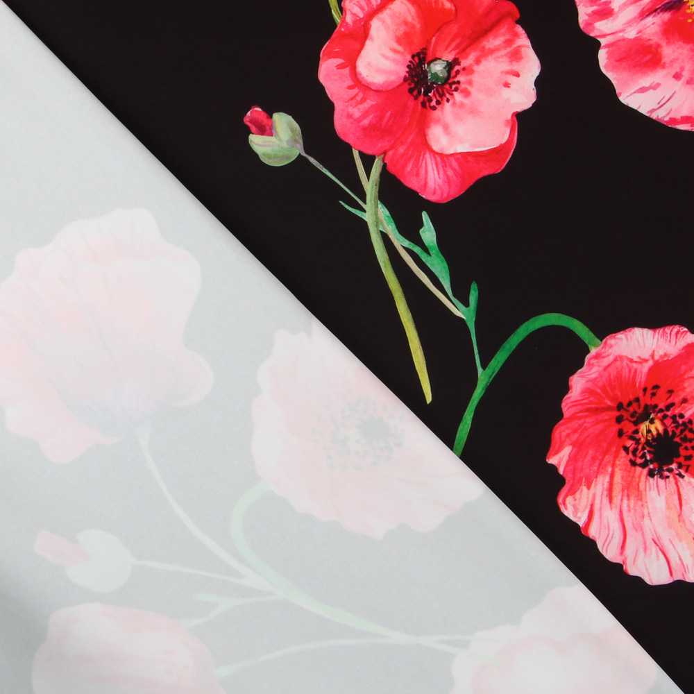 Twill Bielastic Schwarzer Mohn - Ribes y Casals