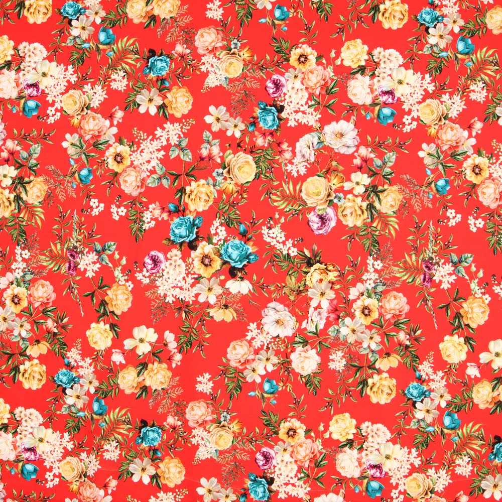 Twill Bielástica Claveles Rot - Ribes y Casals