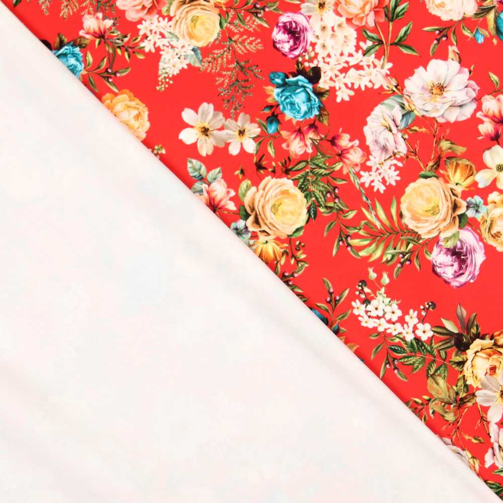 Twill Bielástica Claveles Rot - Ribes y Casals