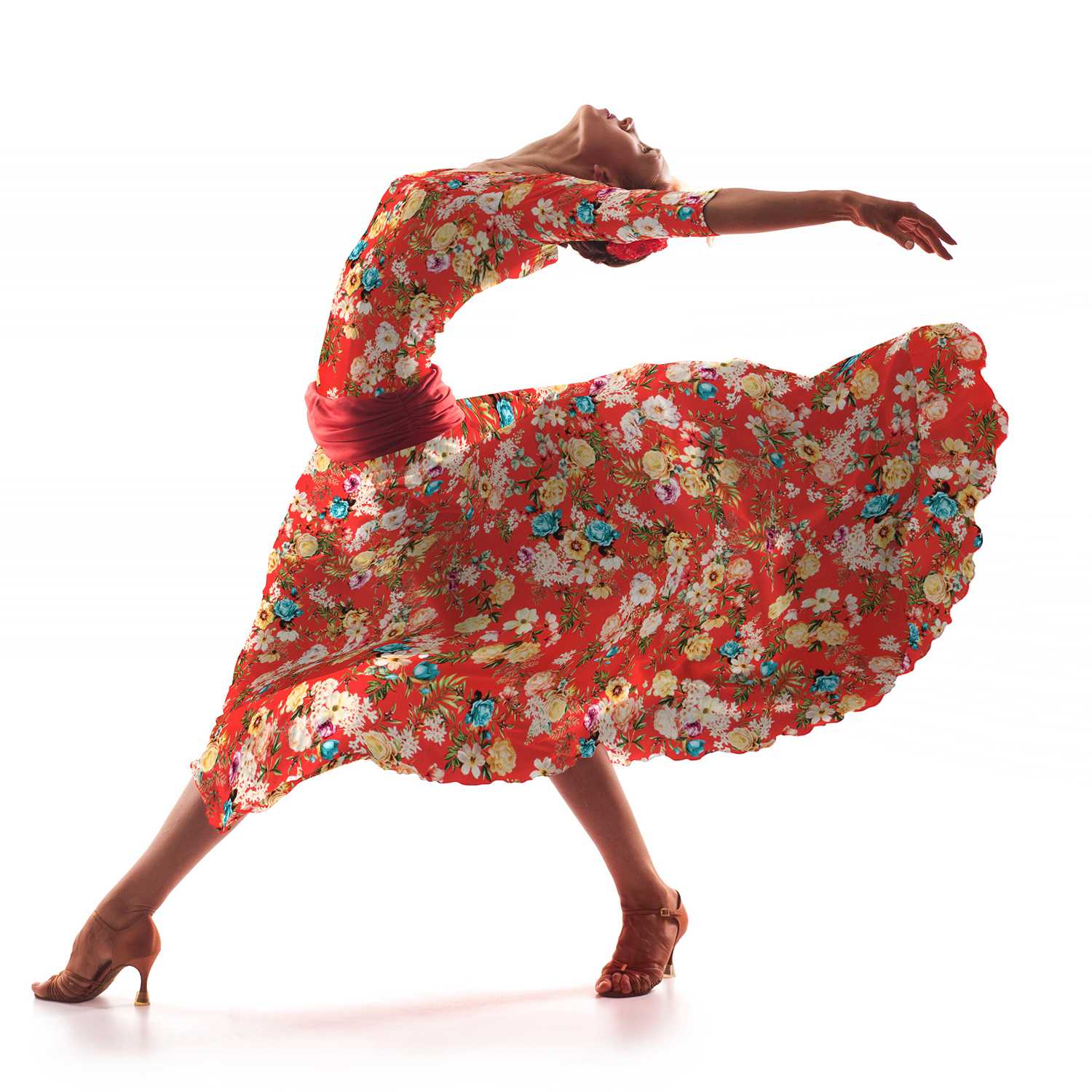 Twill Bielástica Claveles Rot - Ribes y Casals