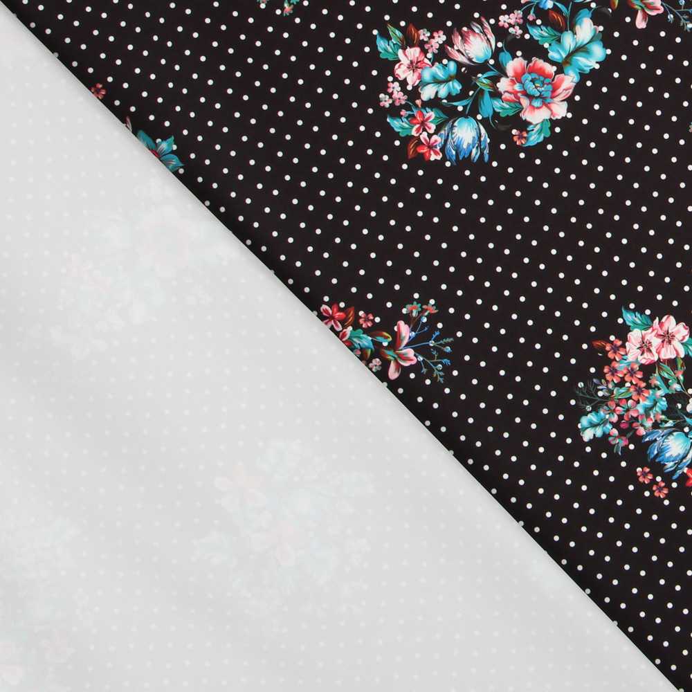 Twill Twill Floral Schwarz Bielastic - Ribes y Casals