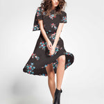 Twill Twill Floral Schwarz Bielastic - Ribes y Casals
