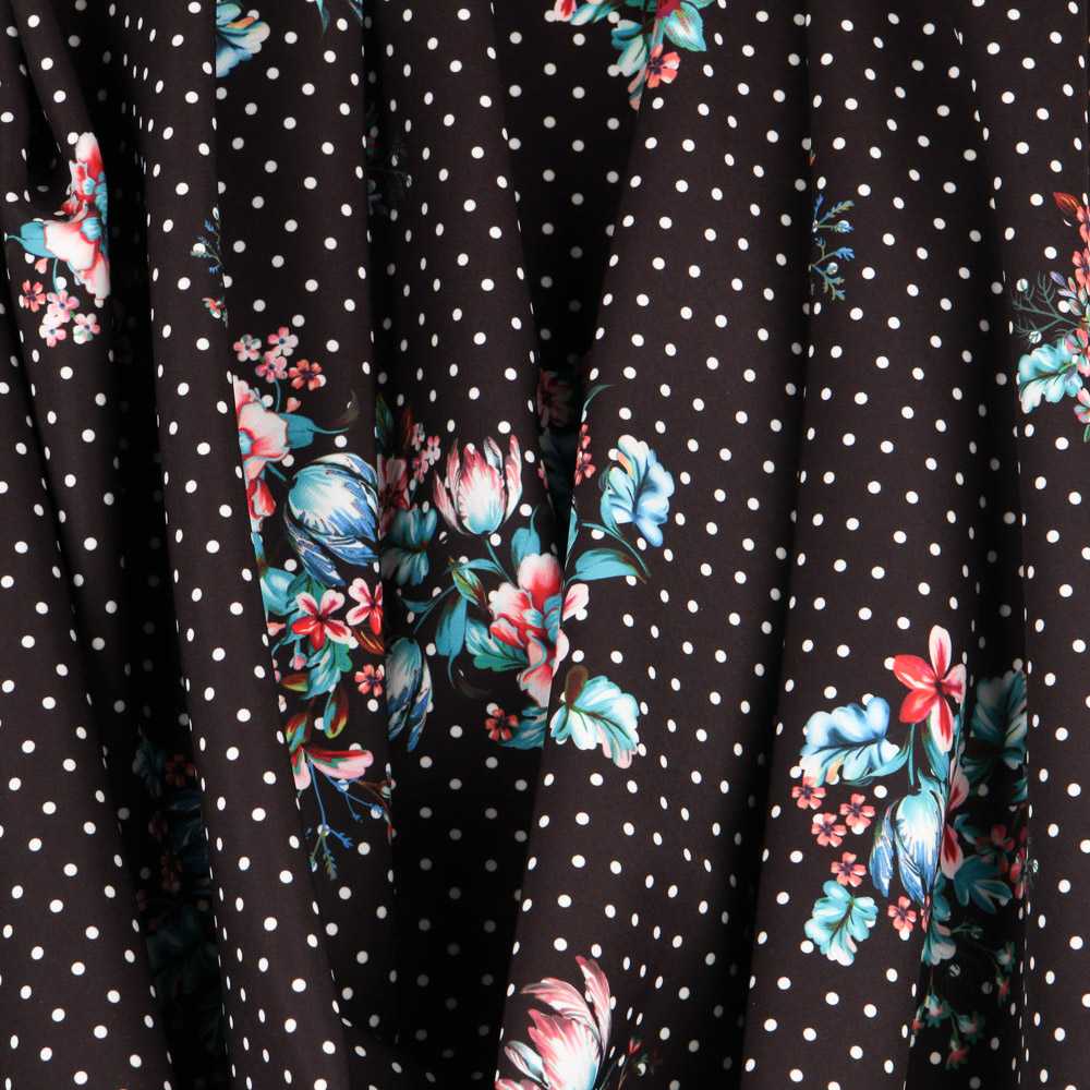 Twill Twill Floral Schwarz Bielastic - Ribes y Casals