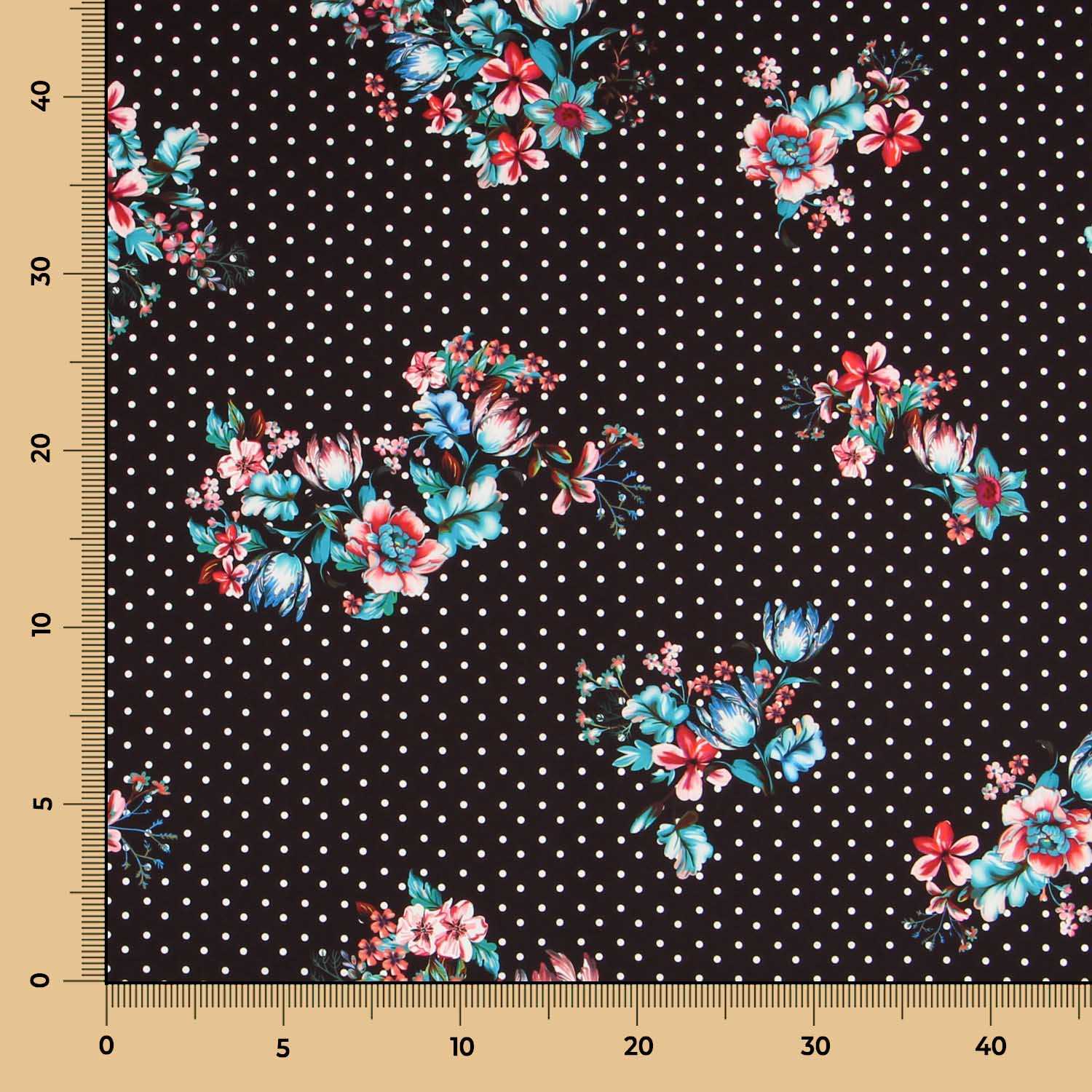 Twill Twill Floral Schwarz Bielastic - Ribes y Casals