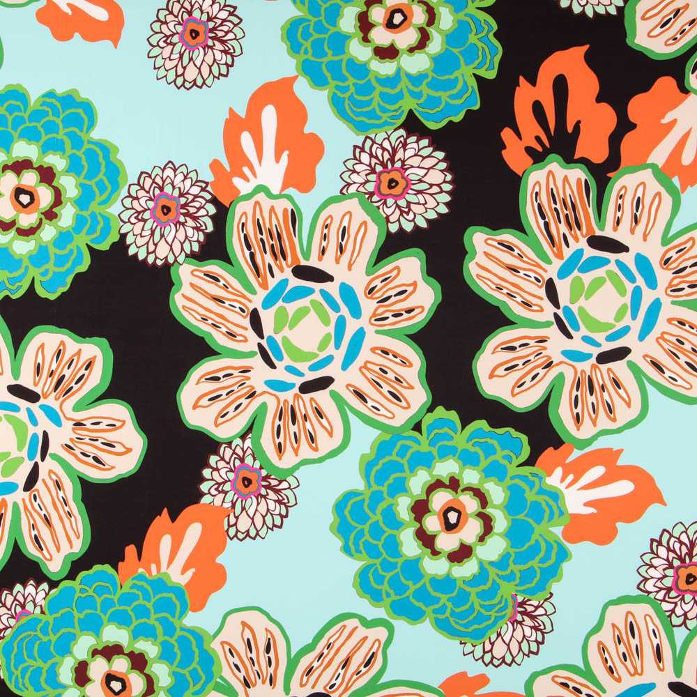 Twill Twill Floral Retro Wasser - Ribes y Casals