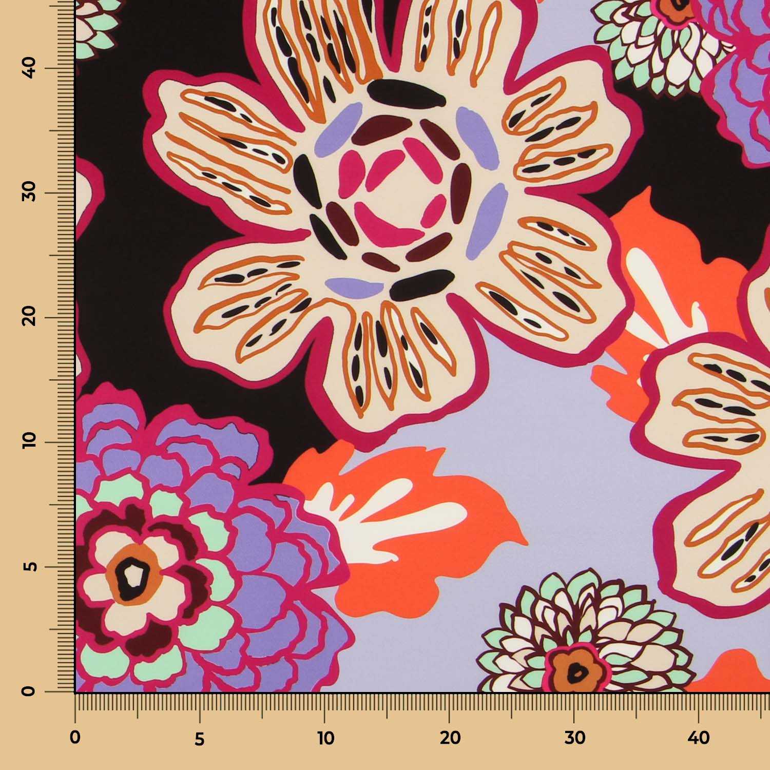 Twill Twill Floral Retro Flieder - Ribes y Casals