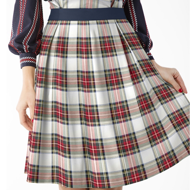 Twill Plaid Weiß Weiß Rot Groß - Ribes y Casals