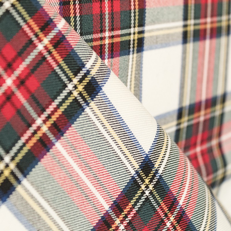 Twill Plaid Weiß Weiß Rot Groß - Ribes y Casals