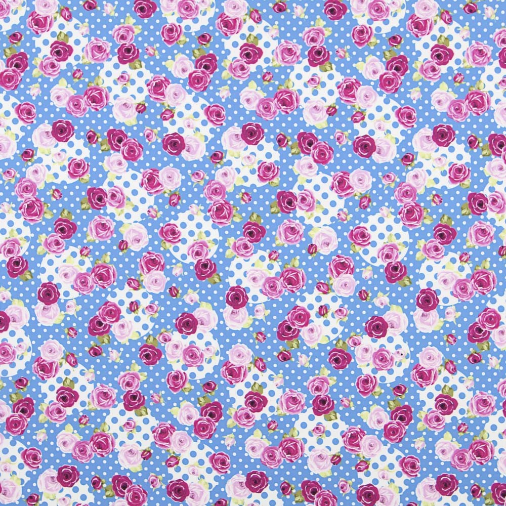 Flamenco Patchwork Elastischer Köper Blau - Ribes y Casals