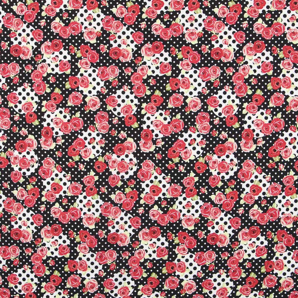 Flamenco Patchwork Elastischer Köper Schwarz - Ribes y Casals