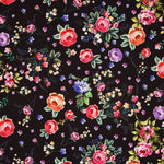 Twill Elastisch Twill Schwarz Manila Blume - Ribes y Casals