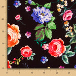 Twill Elastisch Twill Schwarz Manila Blume - Ribes y Casals