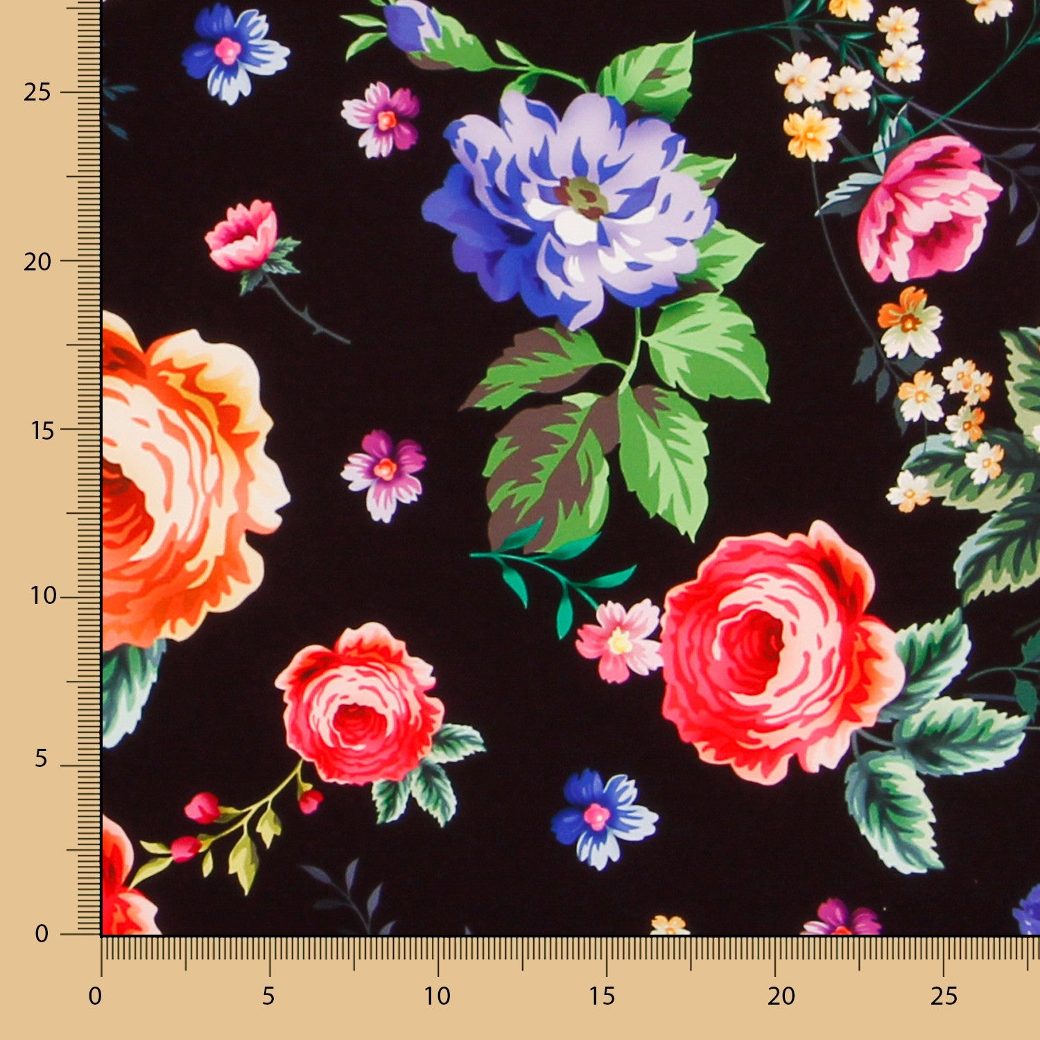 Twill Elastisch Twill Schwarz Manila Blume - Ribes y Casals