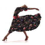 Twill Elastisch Twill Schwarz Manila Blume - Ribes y Casals