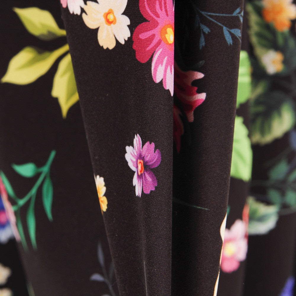 Twill Elastisch Twill Schwarz Manila Blume - Ribes y Casals