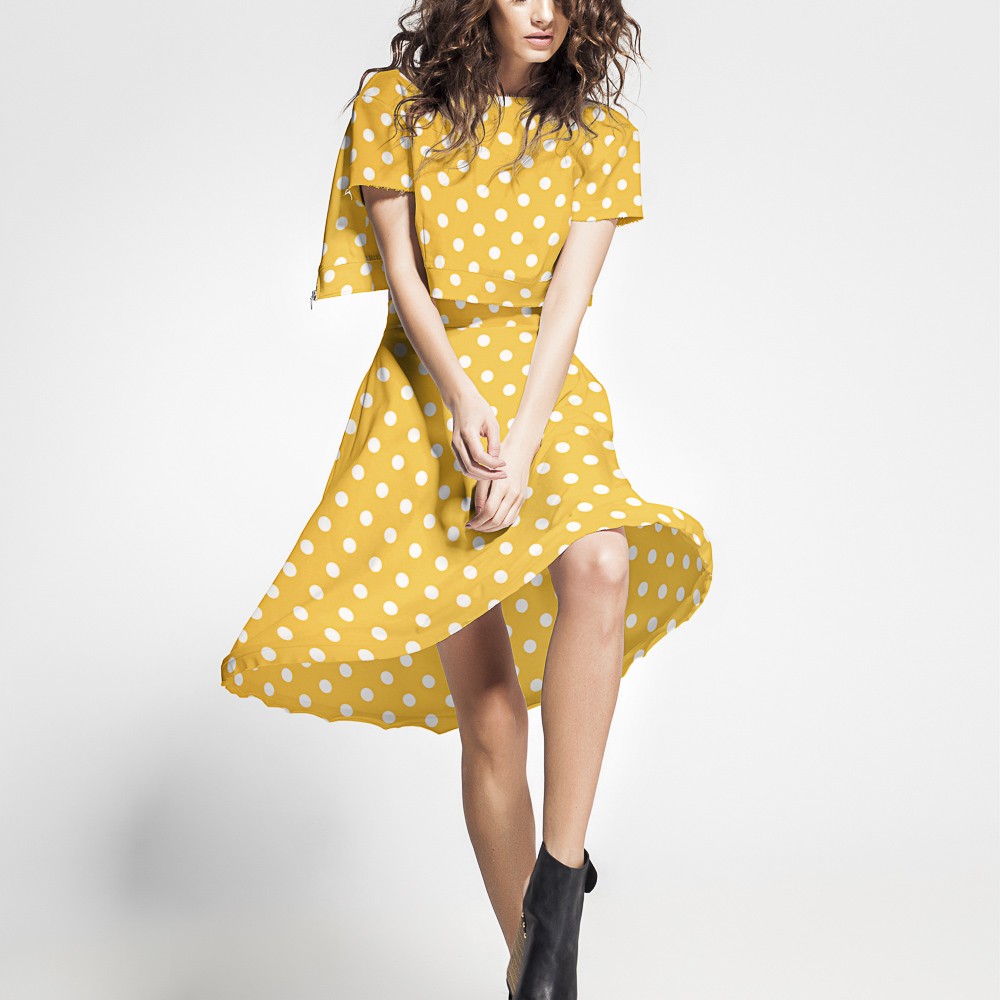 Gelber gepunkteter Stretch-Twill - Ribes y Casals