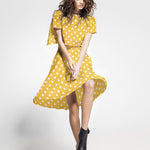 Gelber gepunkteter Stretch-Twill - Ribes y Casals