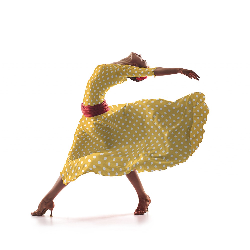 Gelber gepunkteter Stretch-Twill - Ribes y Casals
