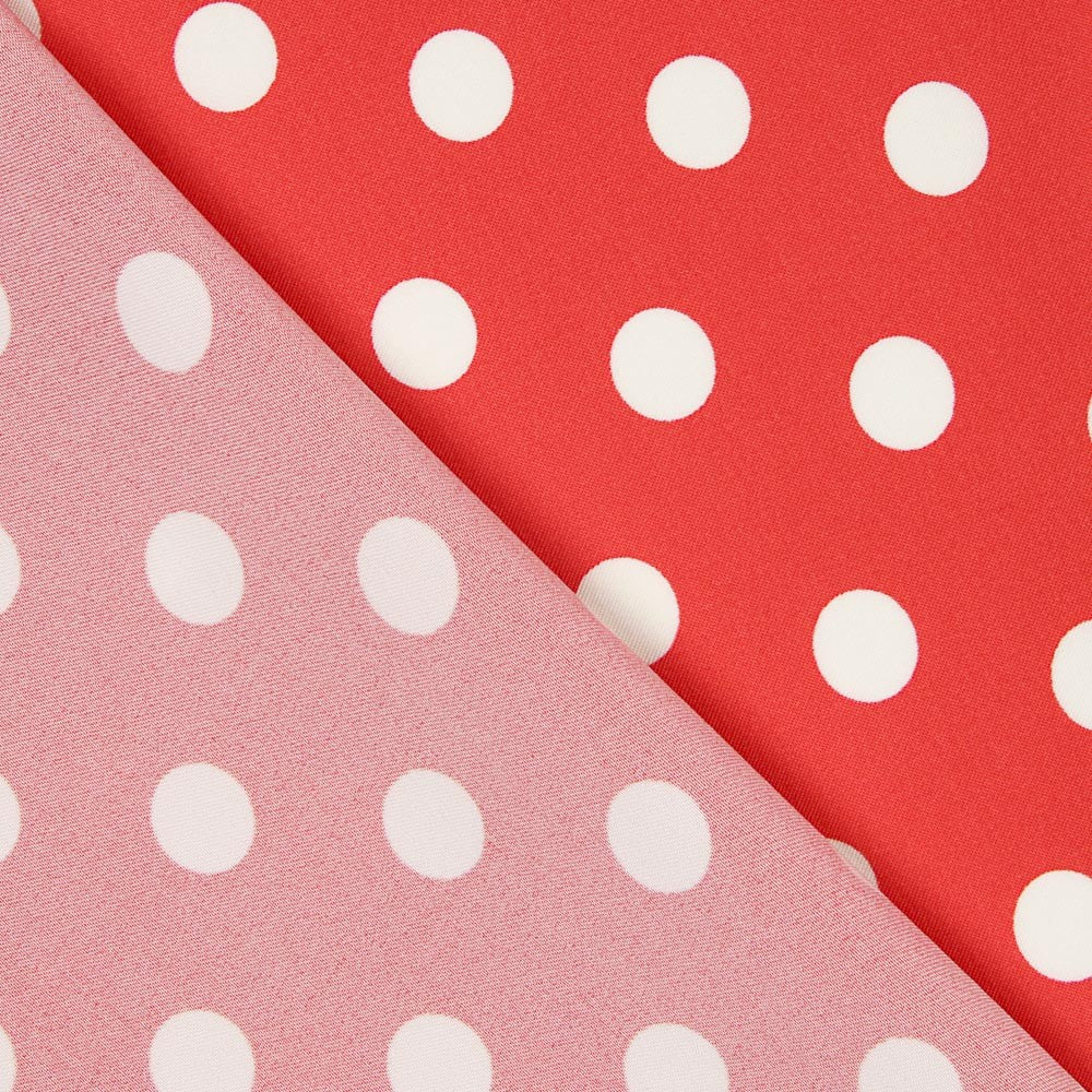 Twill Stretch Twill Koralle Polka Dot - Ribes y Casals