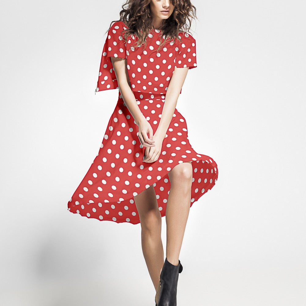 Twill Stretch Twill Koralle Polka Dot - Ribes y Casals