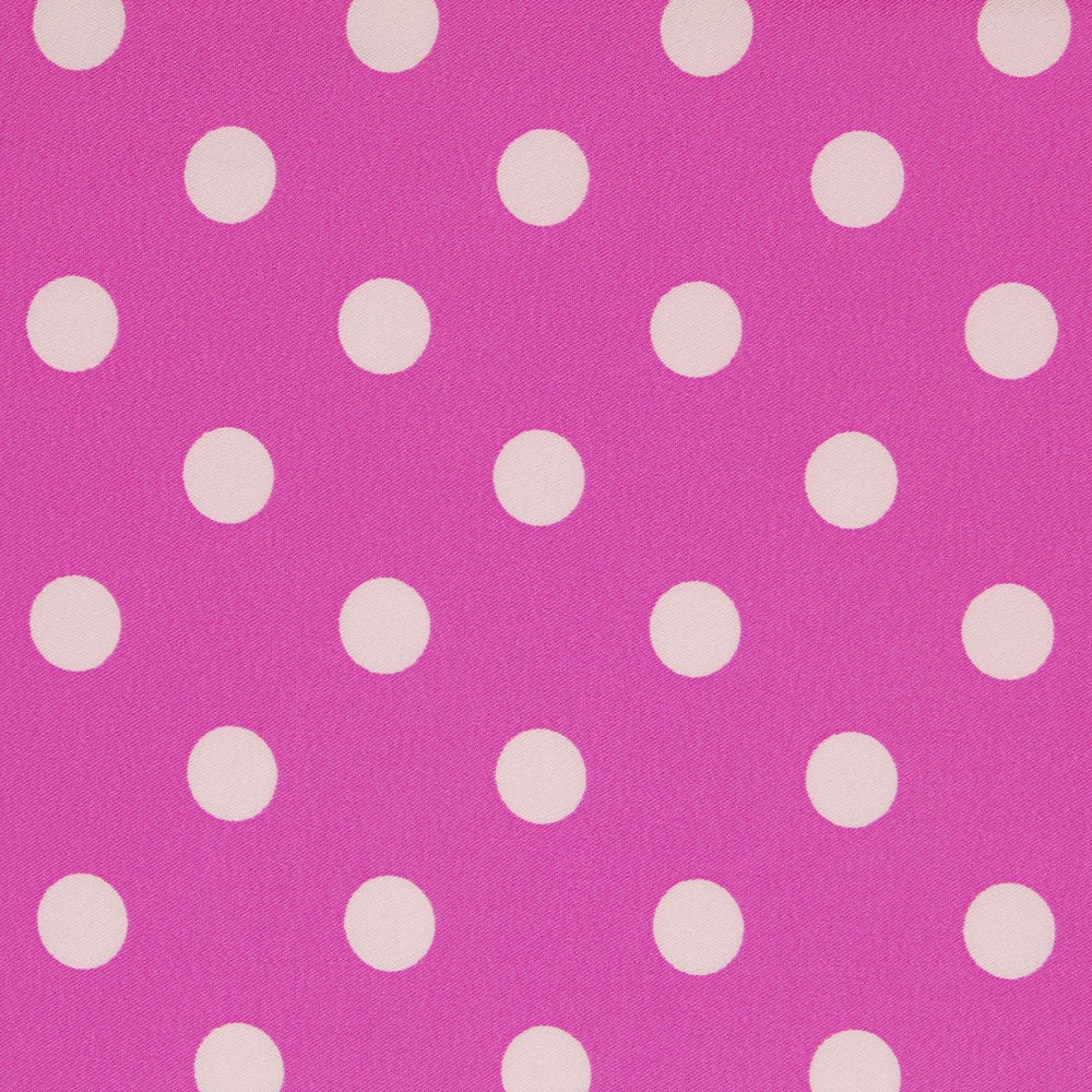 Fuchsia Polka Dot Stretch Twill - Ribes y Casals