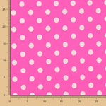 Fuchsia Polka Dot Stretch Twill - Ribes y Casals