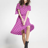 Fuchsia Polka Dot Stretch Twill - Ribes y Casals