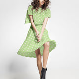 Elastischer Twill Polka Dot Mint - Ribes y Casals