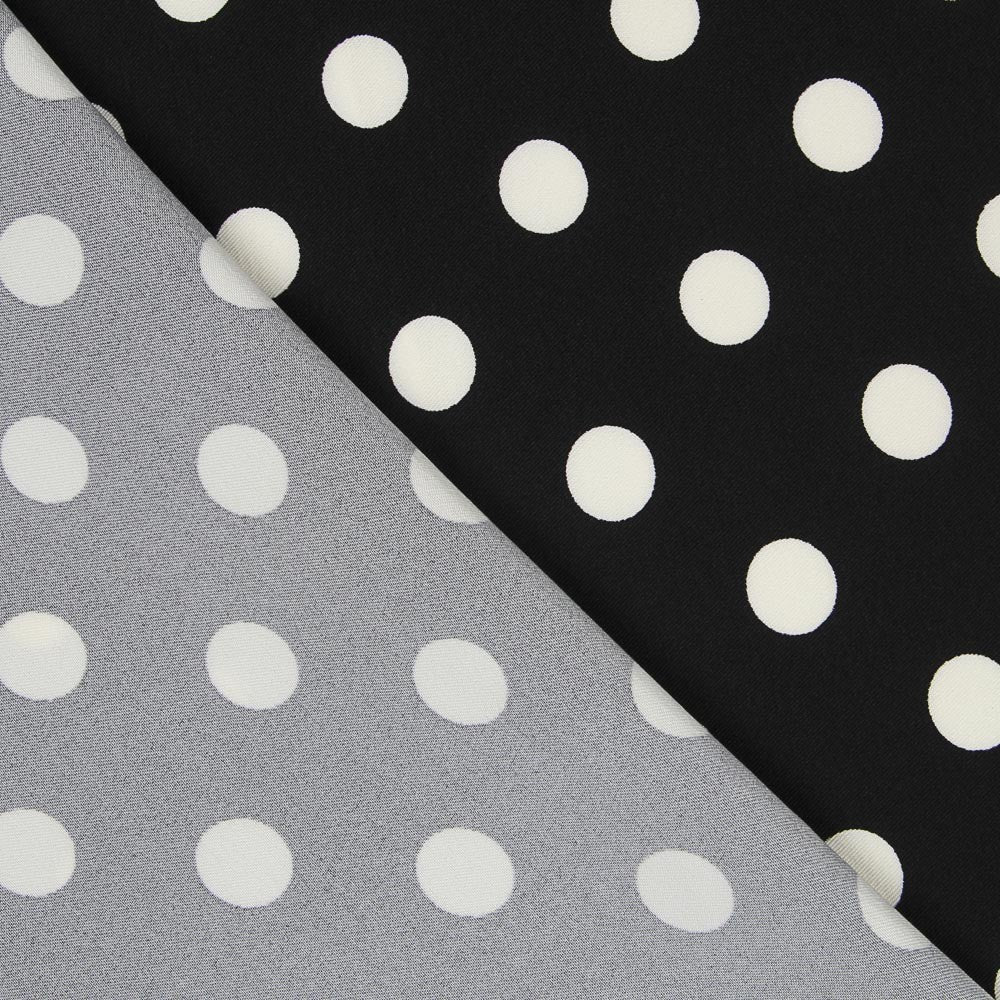 Schwarzer Polka Dot Stretch Twill - Ribes y Casals