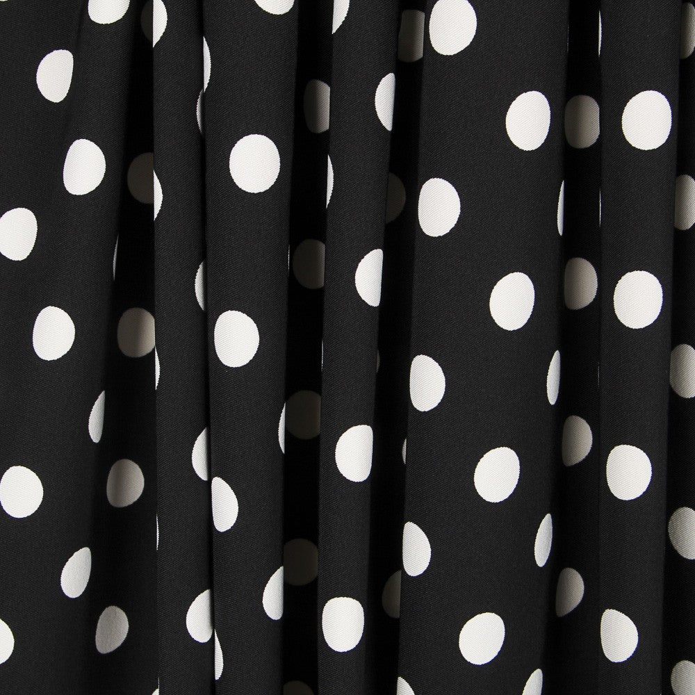 Schwarzer Polka Dot Stretch Twill - Ribes y Casals