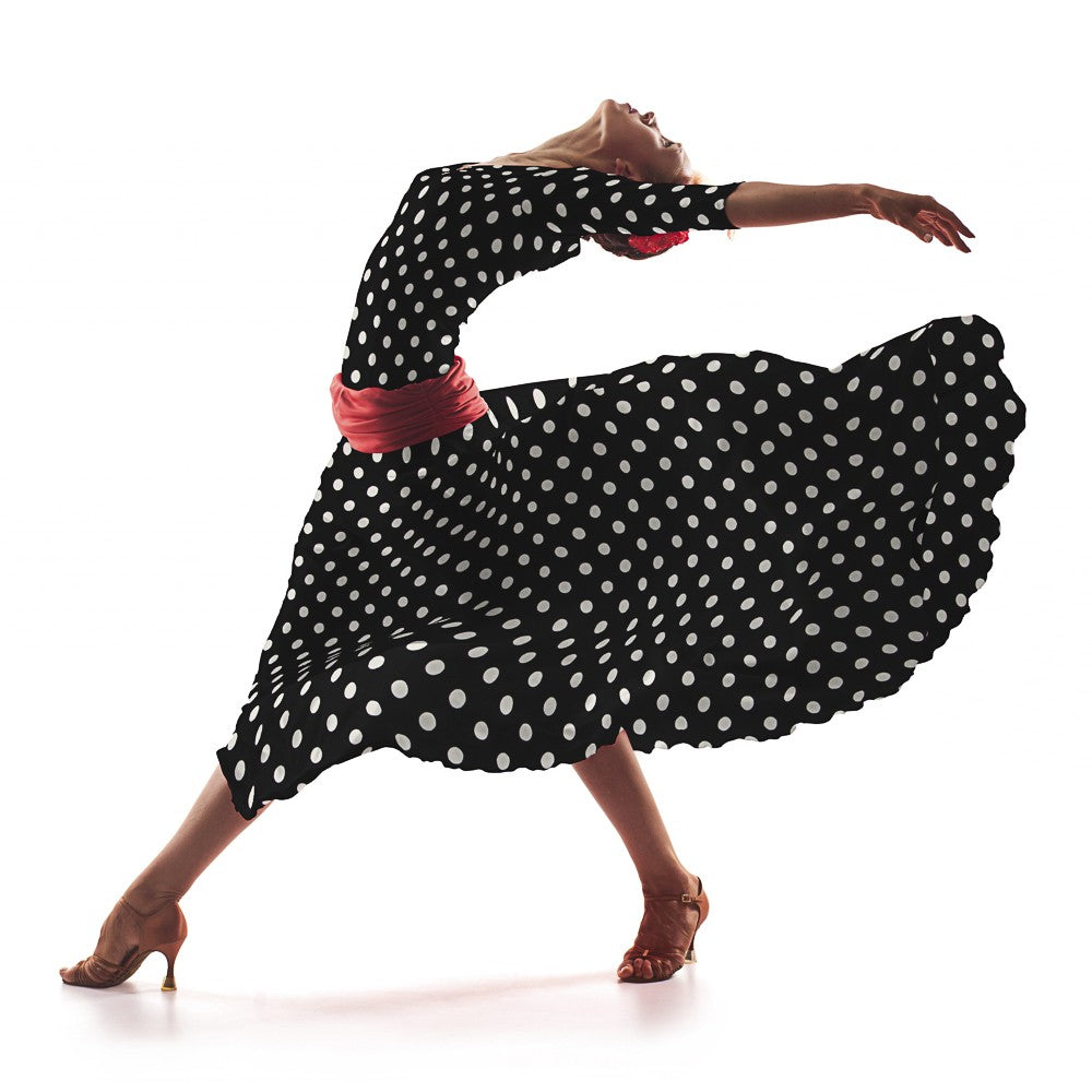 Schwarzer Polka Dot Stretch Twill - Ribes y Casals