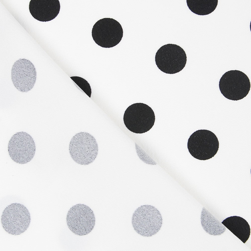 Schwarzer Polka Dot Stretch Twill Weiß - Ribes y Casals