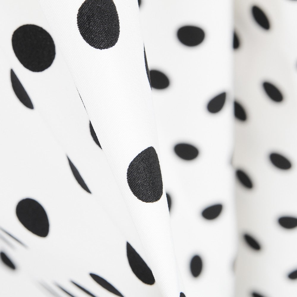 Schwarzer Polka Dot Stretch Twill Weiß - Ribes y Casals